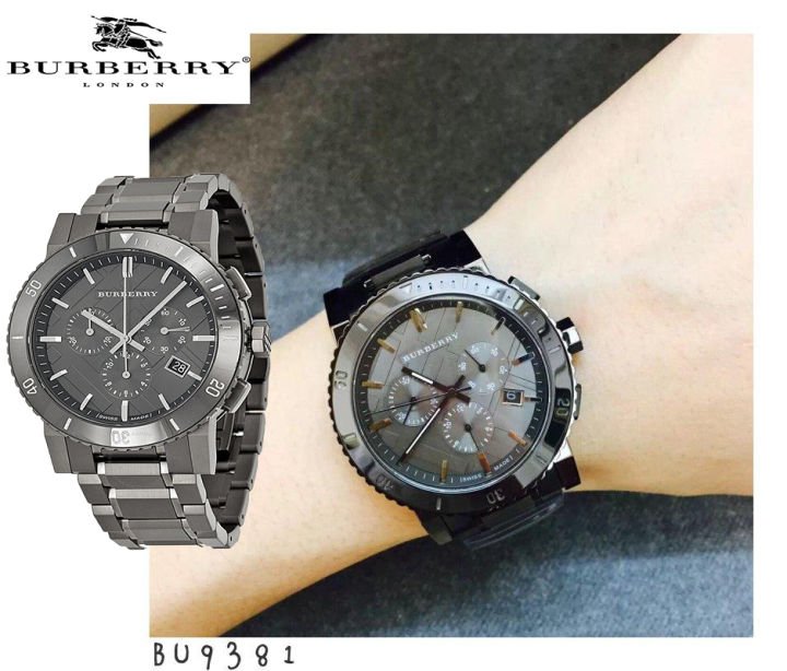 Burberry The City Grey Dial Gunmetal Grey Steel Strap Watch for Men - BU9381