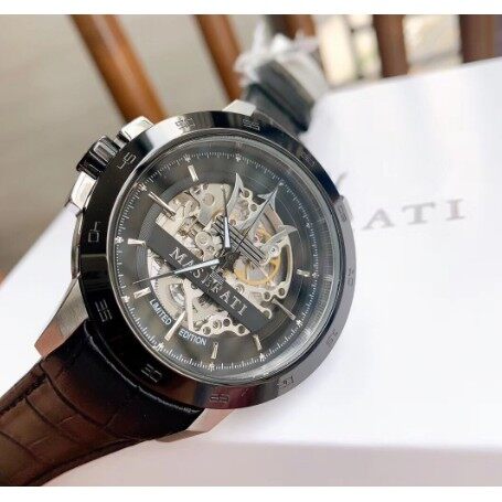  Shop Authentic Maserati Automatic Black Dial Black Leather Strap Watch For Men - R8821119007 - Luxxuri