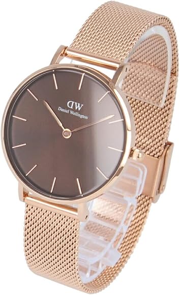  Shop Authentic Daniel Wellington Petite Melrose Brown Dial Rose Gold Mesh Strap Watch For Women - DW00100477 - Luxxuri