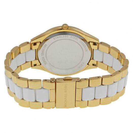 Michael Kors Slim Runway Quartz White Dial Two Tone Steel Strap Watch For Women - MK4295