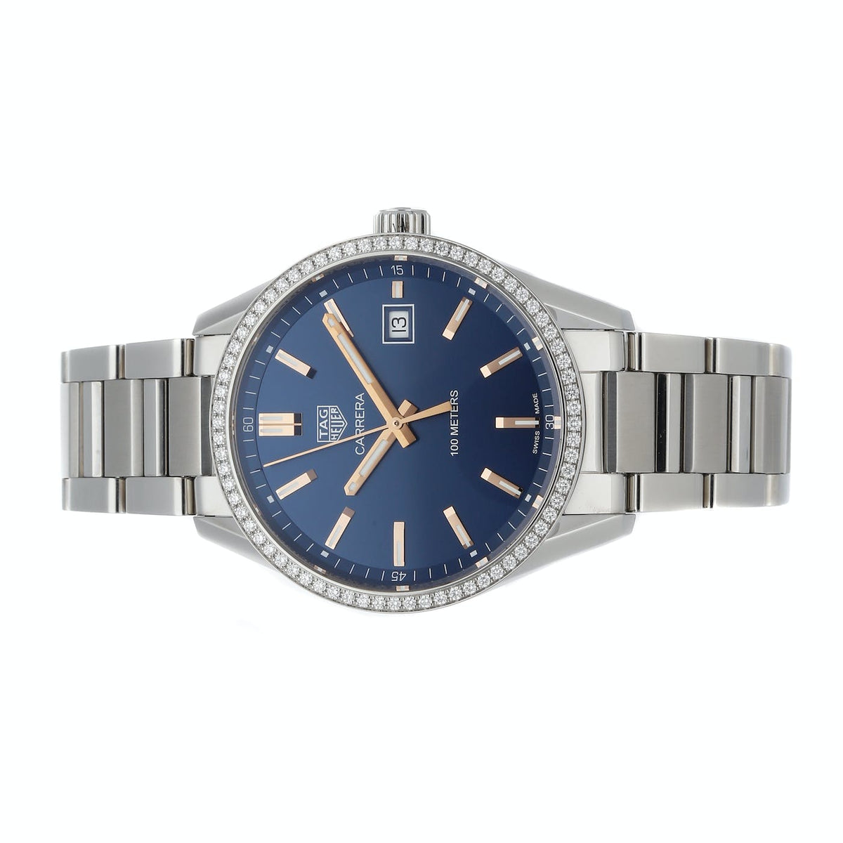Tag Heuer Carrera Quartz Diamonds Blue Dial Silver Steel Strap Watch for Women - WAR1114.BA0601