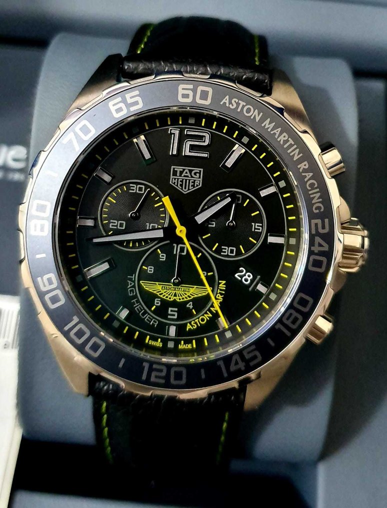  Shop Authentic Tag Heuer Formula 1 Aston Martin Black Dial Black Leather Strap Watch for Men - CAZ101P.FC8245 - Luxxuri