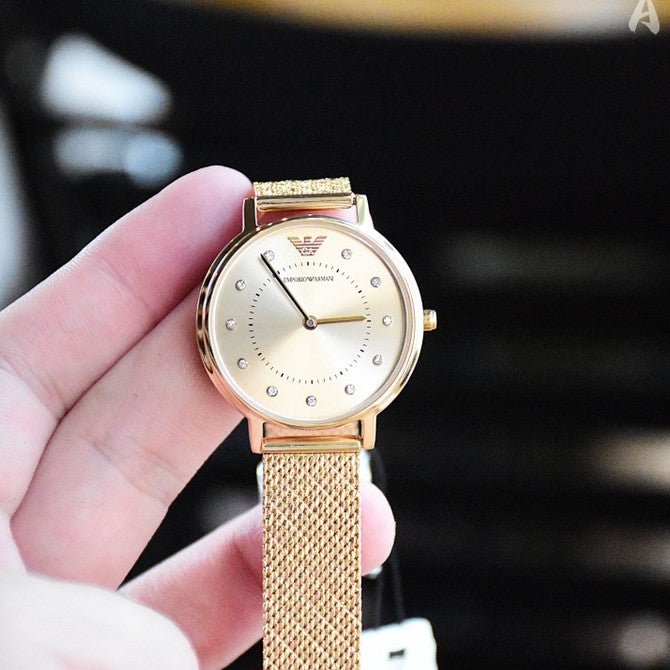  Shop Authentic Emporio Armani Kappa Pink Dial Pink Mesh Bracelet Watch For Women - AR11129 - Luxxuri