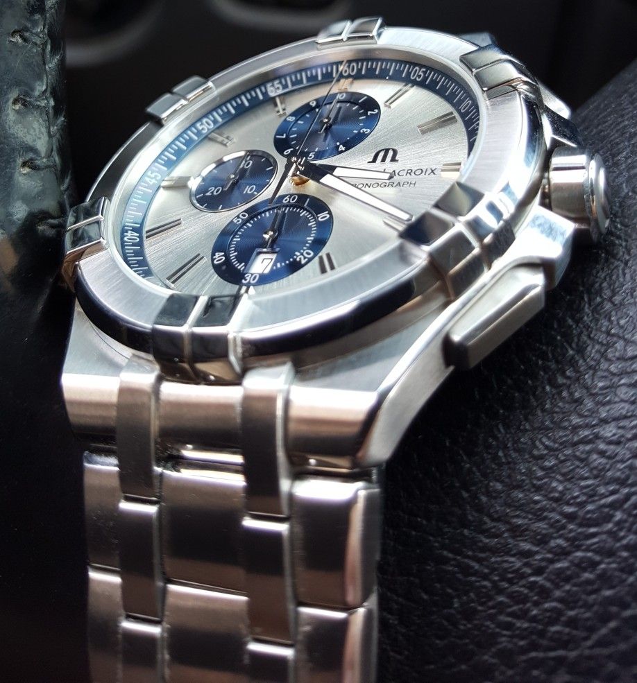  Shop Authentic Maurice Lacroix Aikon Chronograph Silver Dial Silver Steel Strap Watch for Men - AI1018-SS002-131-1 - Luxxuri