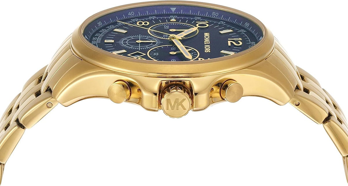  Shop Authentic Michael Kors Pilot Quartz Blue Dial Gold Steel Strap Watch For Men - MK9125 - Luxxuri
