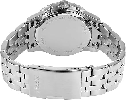 Fossil FB-01 Chronograph Black Dial Silver Steel Strap Watch for Men - FS5864