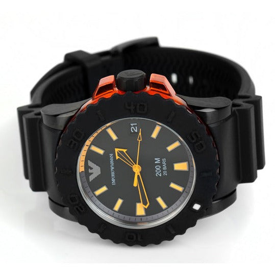  Shop Authentic Emporio Armani Sportivo Quartz Black Dial Black Silicone Strap Watch For Men - AR5969 - Luxxuri
