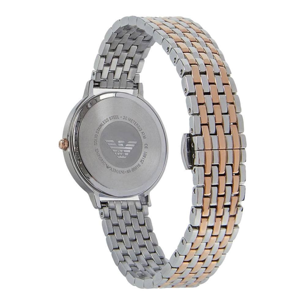  Shop Authentic Emporio Armani Silver Sunray Dial Two Tone Steel Strap Watch For Women - AR11113 - Luxxuri