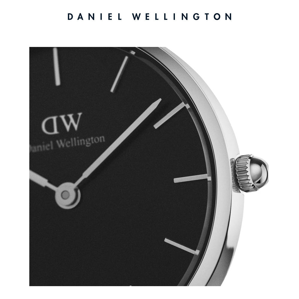  Shop Authentic Daniel Wellington Petite Sterling Black Dial Brown Leather Strap Watch For Women - DW00100178 - Luxxuri
