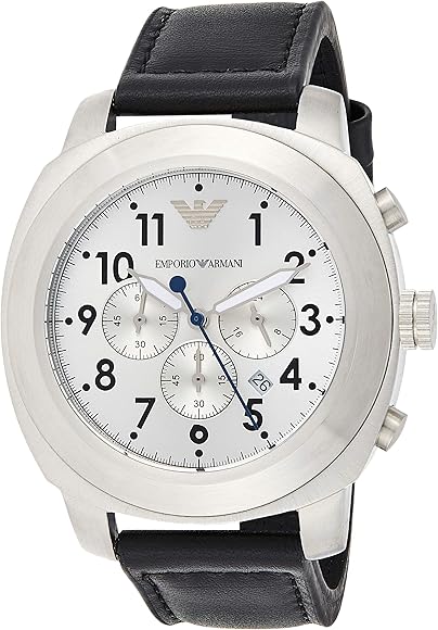  Shop Authentic Emporio Armani Sportivo Chronograph Silver Dial Black Leather Strap Watch For Men - AR6054 - Luxxuri