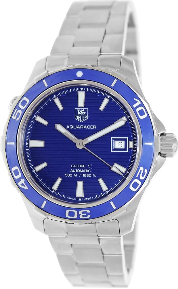  Shop Authentic Tag Heuer Aquaracer Calibre 5 Automatic Blue Dial Silver Steel Strap Watch for Men - WAK2111.BA0830 - Luxxuri