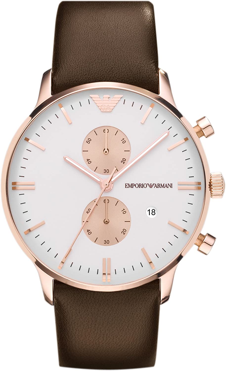  Shop Authentic Emporio Armani Gianni Classic Chronograph White Dial Brown Leather Strap Watch For Men - AR0398 - Luxxuri