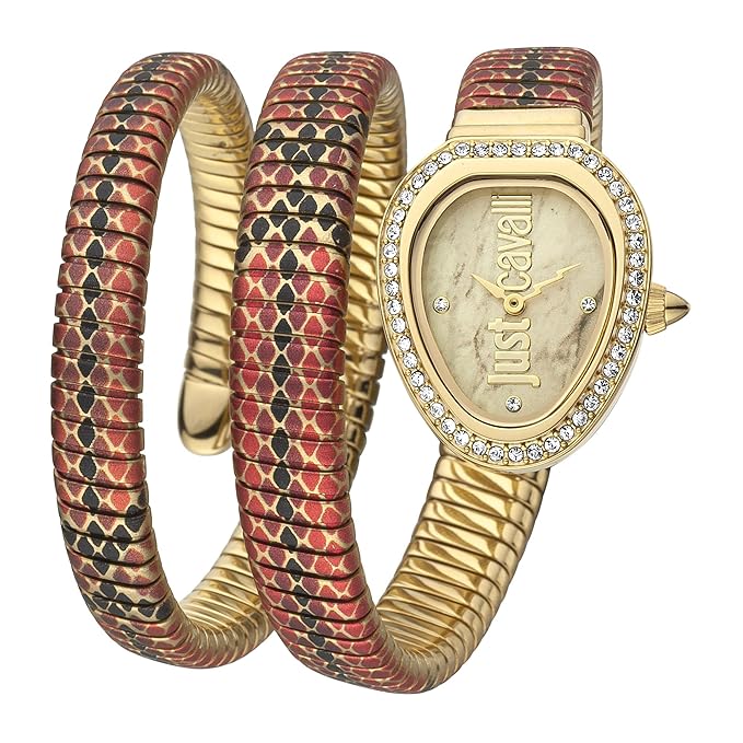 Just Cavalli Glam Snake Gold Dial Multicolor Steel Strap Watch for Women - JC1L163M0245