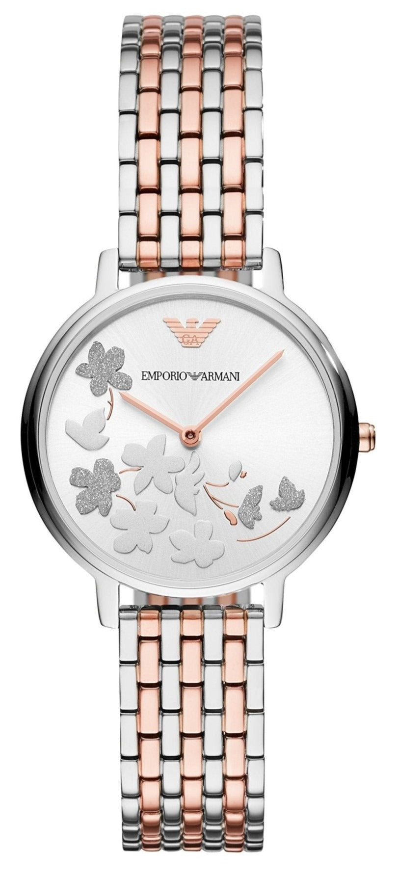  Shop Authentic Emporio Armani Silver Sunray Dial Two Tone Steel Strap Watch For Women - AR11113 - Luxxuri