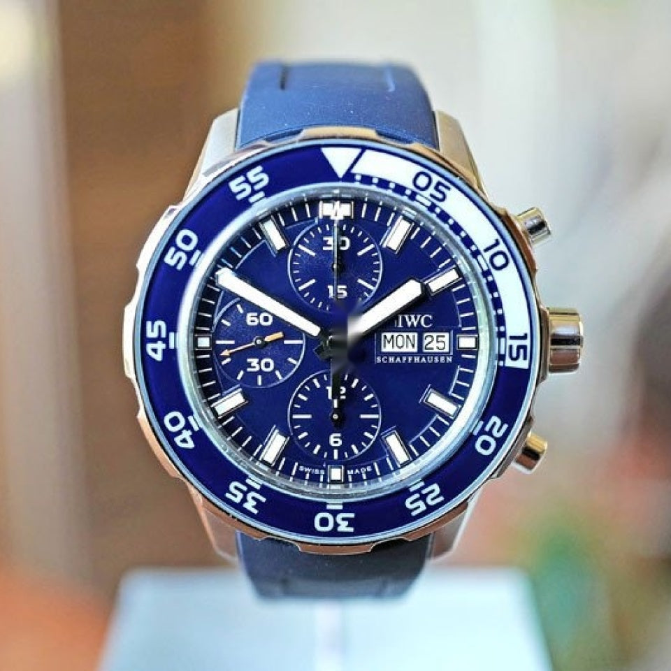  Shop Authentic IWC Aquatimer Chronograph Blue Dial Blue Rubber Strap Watch for Men - IW376711 - Luxxuri
