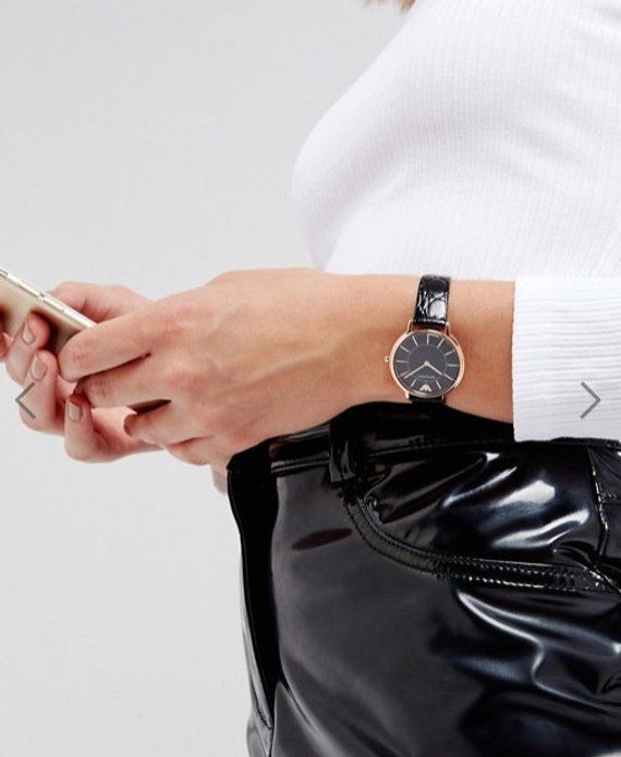  Shop Authentic Emporio Armani Kappa Quartz Black Dial Black Leather Strap Watch For Women - AR11064 - Luxxuri