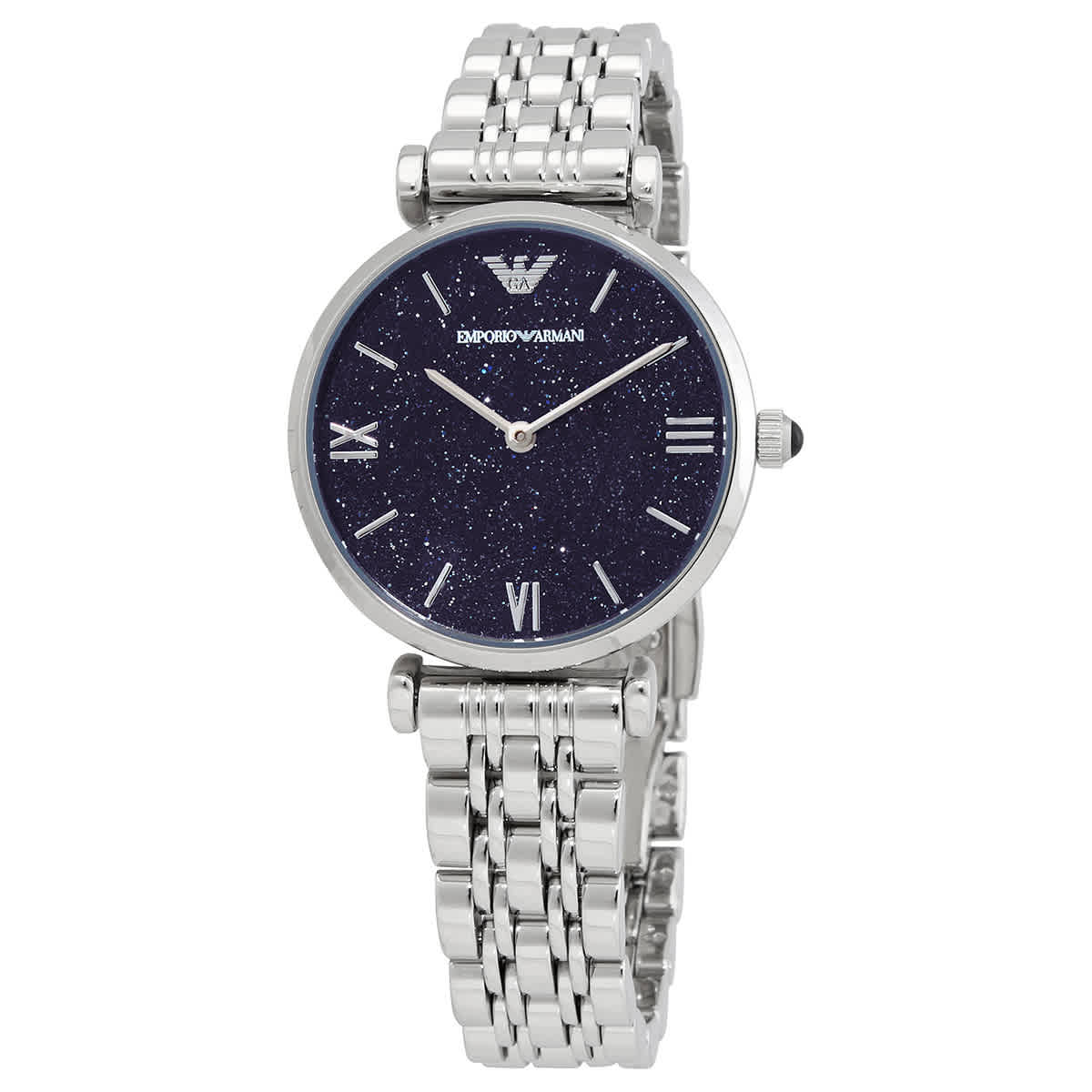  Shop Authentic Emporio Armani Gianni T Bar Dark Blue Dial Silver Stainless Steel Watch For Women - AR11091 - Luxxuri