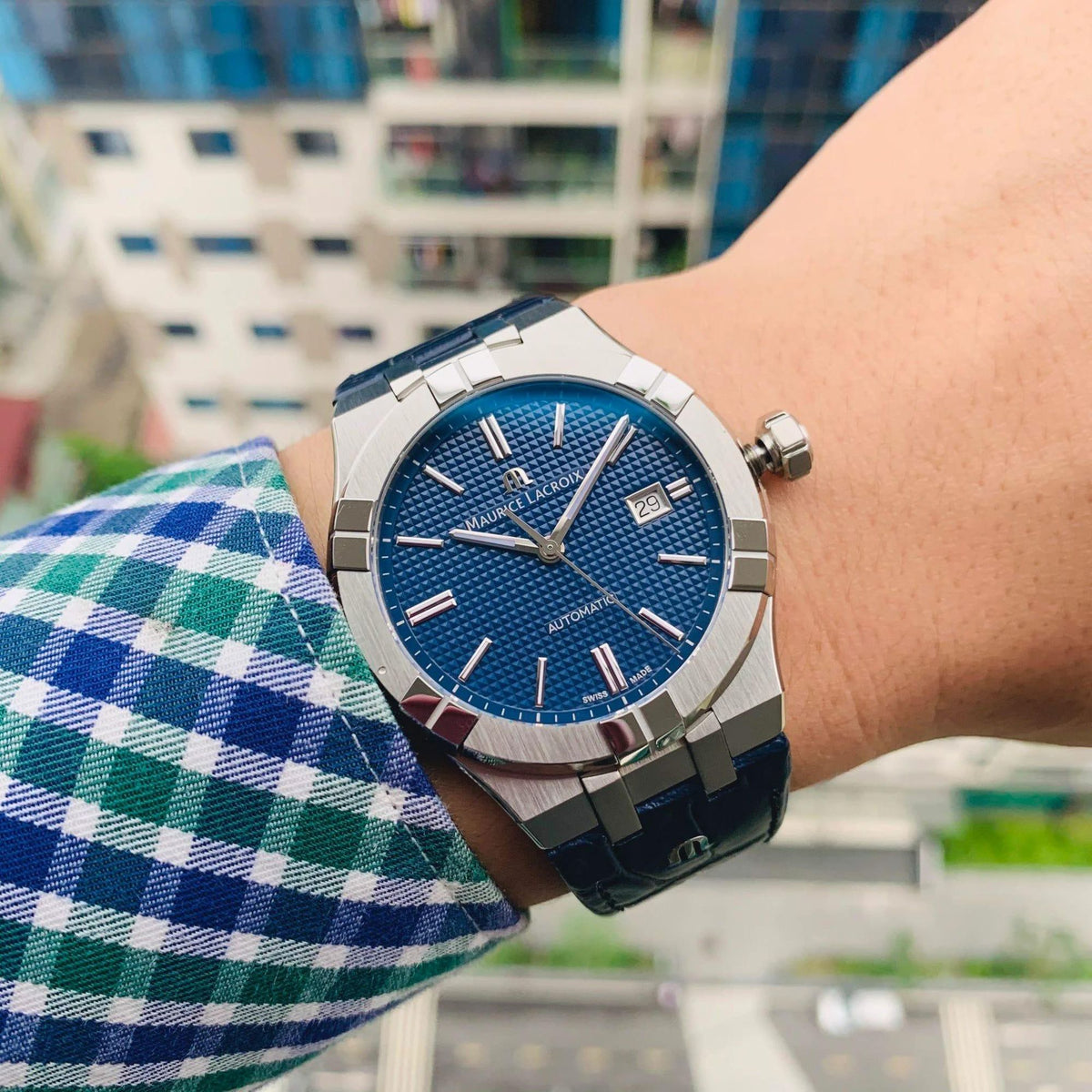  Shop Authentic Maurice Lacroix Aikon Automatic Blue Dial Blue Rubber Strap Watch for Men - AI11808-SS000B-430-4 - Luxxuri