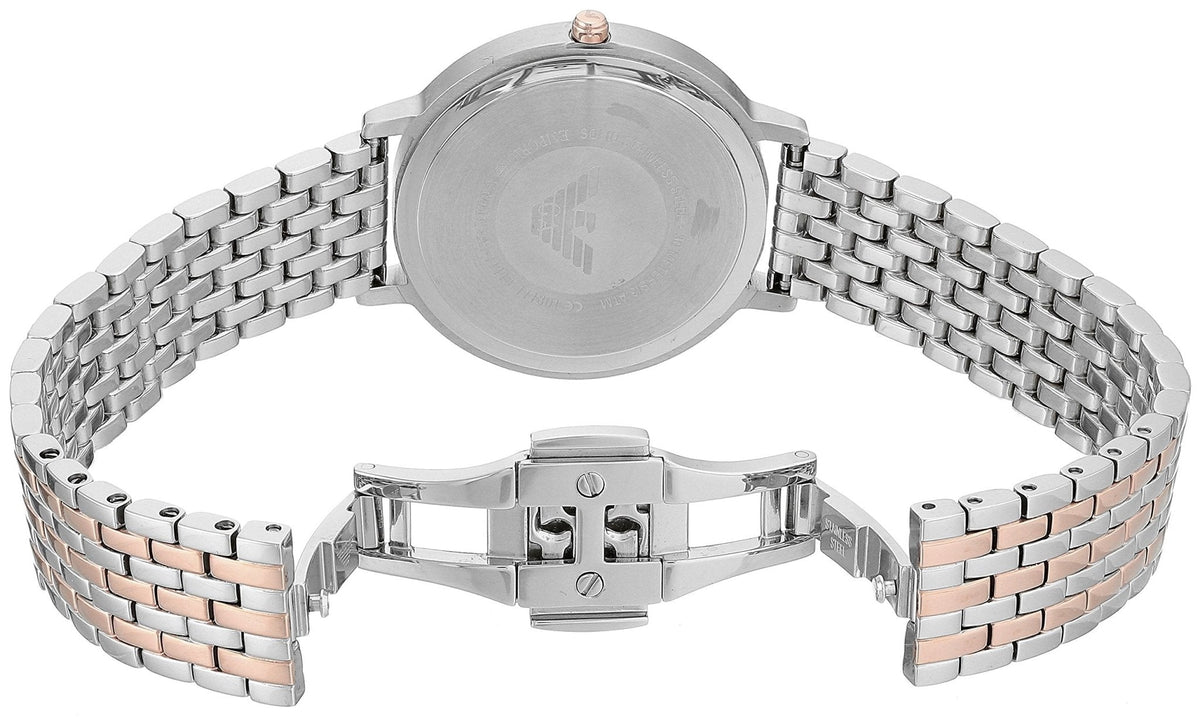  Shop Authentic Emporio Armani Silver Sunray Dial Two Tone Steel Strap Watch For Women - AR11113 - Luxxuri