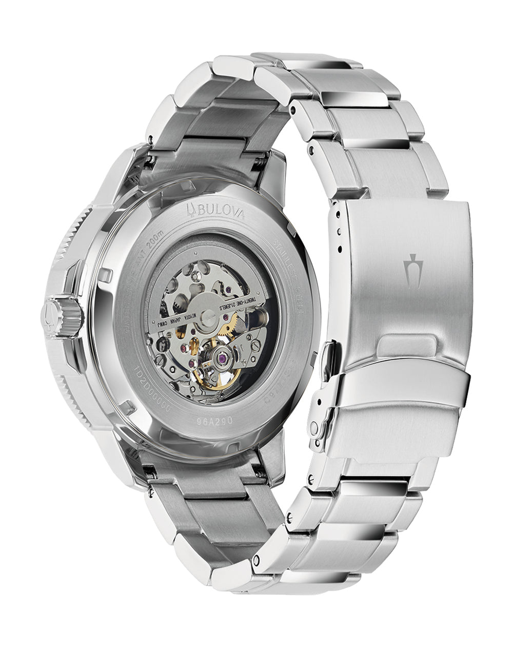  Shop Authentic Bulova BVA Dual Aperture Black Dial Silver Steel Strap Watch for Men - 96A119 - Luxxuri