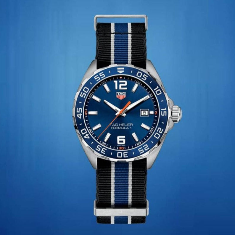  Shop Authentic Tag Heuer Formula 1 Quartz Blue Dial Two Tone NATO Strap Watch for Men - WAZ1010.FC8197 - Luxxuri