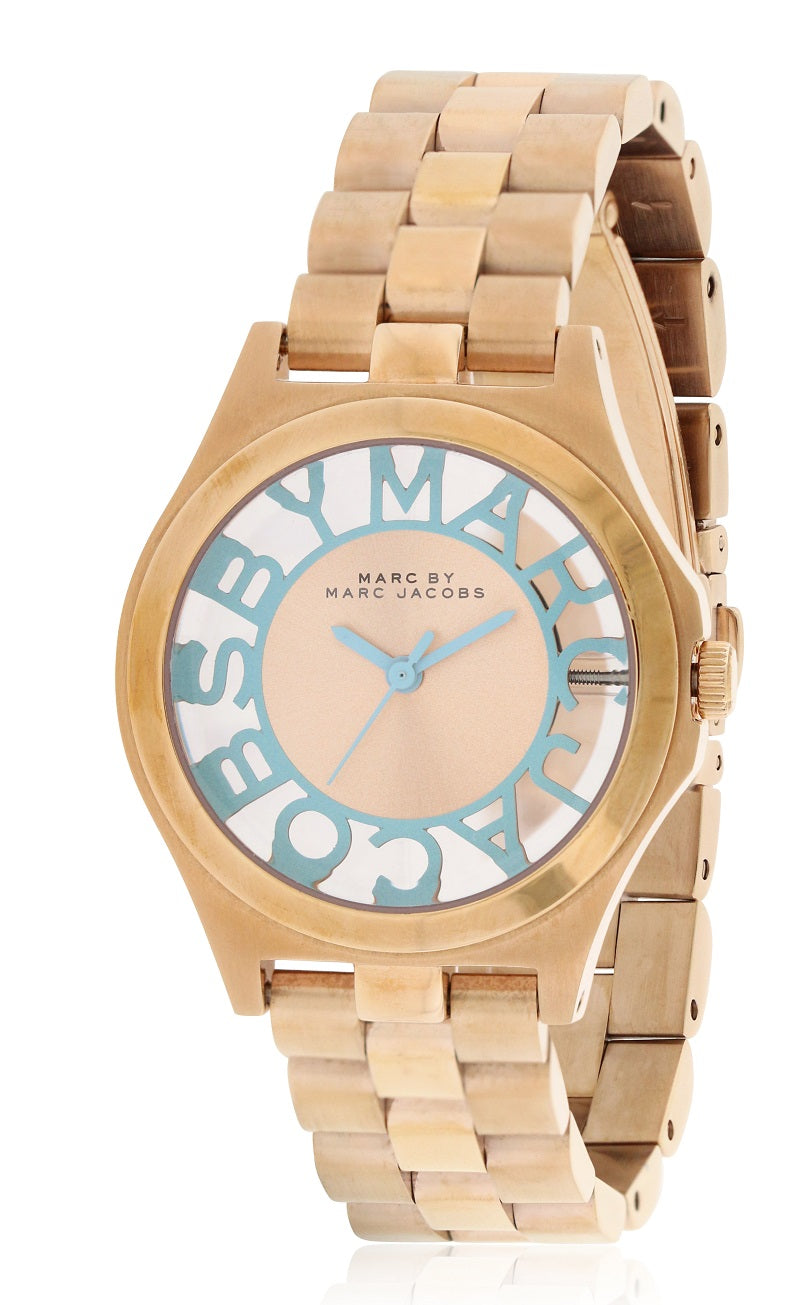 Marc Jacobs Henry Rose Gold Dial Rose Gold Steel Strap Watch for Women - MBM3296