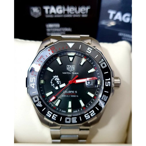 Shop Authentic Tag Heuer Aquaracer Calibre 5 Premiere League Edition Black Dial Silver Stainless Steel Watch for Men - WAY201D.BA0927 - Luxxuri