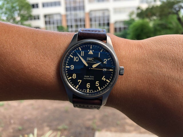 Shop Authentic IWC Pilot's Watch Mark XVIII 40mm Black Dial Brown Leather Strap Watch for Men - IW327006 - Luxxuri