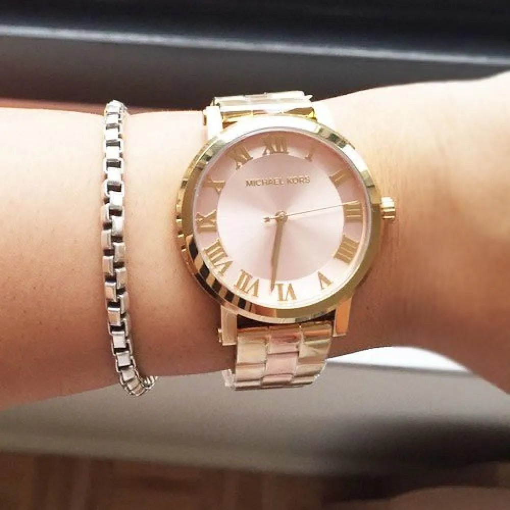  Shop Authentic Michael Kors Norie Gold Dial Two Tone Steel Strap Watch for Women - MK3586 - Luxxuri