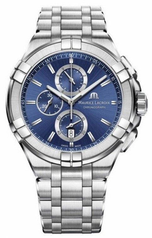  Shop Authentic Maurice Lacroix Aikon Chronograph Blue Dial Silver Steel Strap Watch for Men - AI1018-SS002-430-1 - Luxxuri
