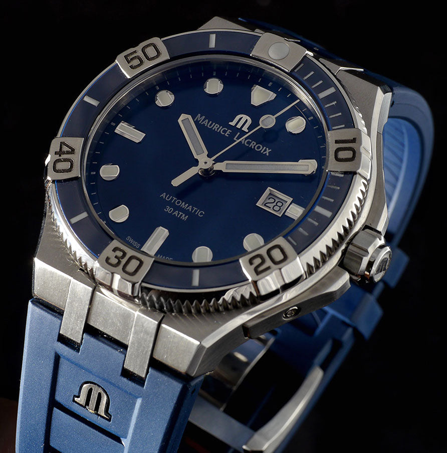  Shop Authentic Maurice Lacroix Aikon Venturer Blue Dial Blue Rubber Strap Watch for Men - AI6058-SS001-430-1 - Luxxuri