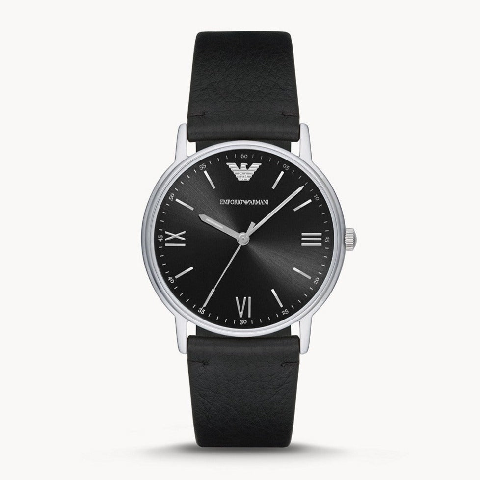  Shop Authentic Emporio Armani Kappa Analog Quartz Black Dial Black Leather Strap Watch For Men - AR11013 - Luxxuri