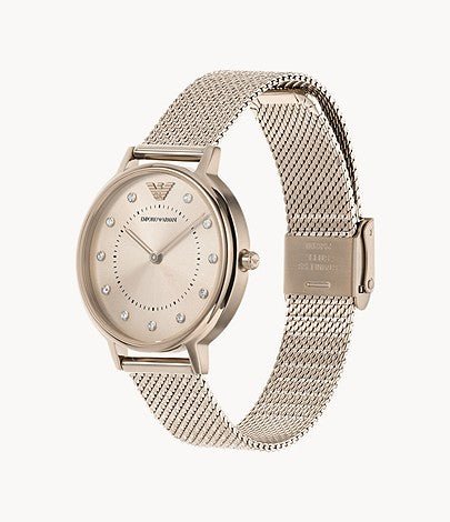  Shop Authentic Emporio Armani Kappa Pink Dial Pink Mesh Bracelet Watch For Women - AR11129 - Luxxuri