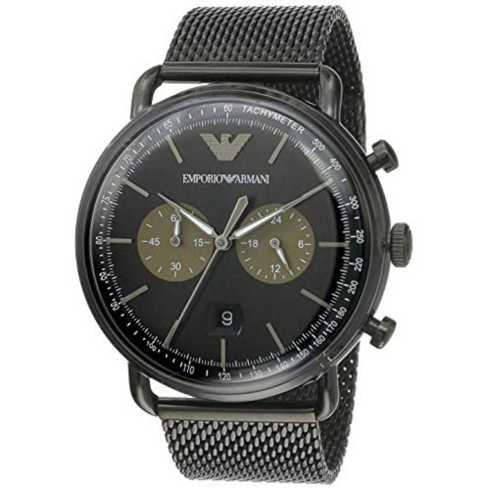  Shop Authentic Emporio Armani Aviator Black Dial Black Mesh Bracelet Watch For Men - AR11142 - Luxxuri