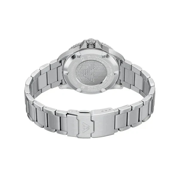 Emporio Armani World Explorer Solar Black Dial Silver Steel Strap Watch for Men - AR11787
