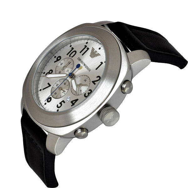  Shop Authentic Emporio Armani Sportivo Chronograph Silver Dial Black Leather Strap Watch For Men - AR6054 - Luxxuri