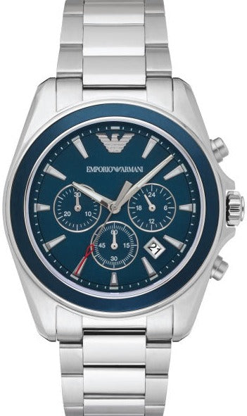  Shop Authentic Emporio Armani Sportivo Chronograph Blue Dial Silver Steel Strap Watch For Men - AR6091 - Luxxuri