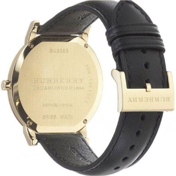  Shop Authentic Burberry The City Gold Dial Black Leather Strap Watch for Men - BU2353 - Luxxuri