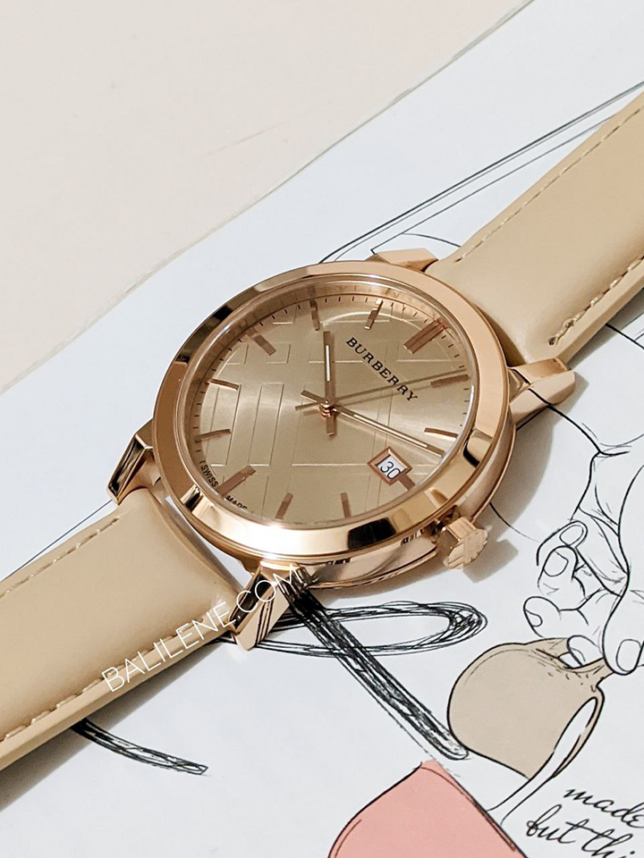  Shop Authentic Burberry The City Beige Dial Brown Leather Strap Watch for Women - BU9014 - Luxxuri