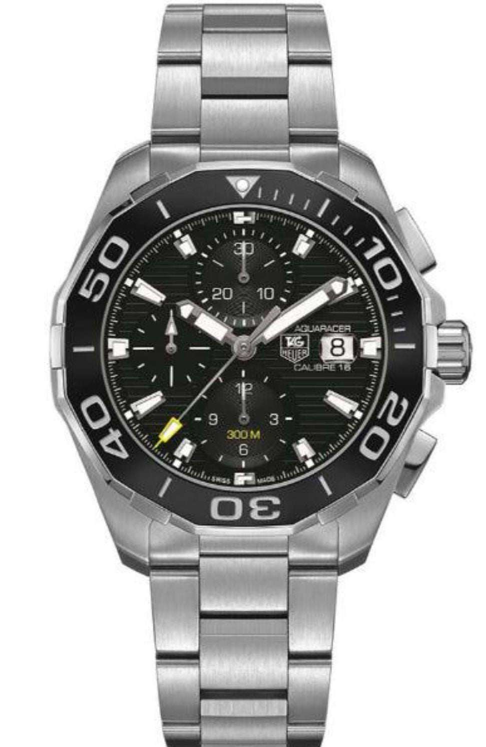  Shop Authentic Tag Heuer Aquaracer Calibre 16 Day-Date Black Dial Silver Steel Strap Watch for Men - CAY211A.BA0927 - Luxxuri
