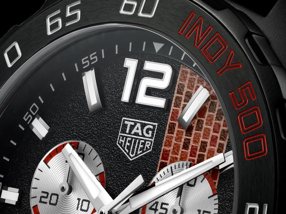  Shop Authentic Tag Heuer Formula 1 Indy 500 Limited Edition Chronograph Black Dial Black Rubber Strap Watch for Men - CAZ101AD.FT8024 - Luxxuri