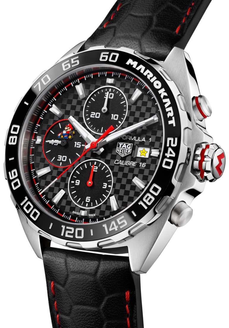  Shop Authentic Tag Heuer Formula 1 Mario Kart Chronograph Black Dial Black Leather Strap Watch for Men - CAZ201E.FC6517 - Luxxuri