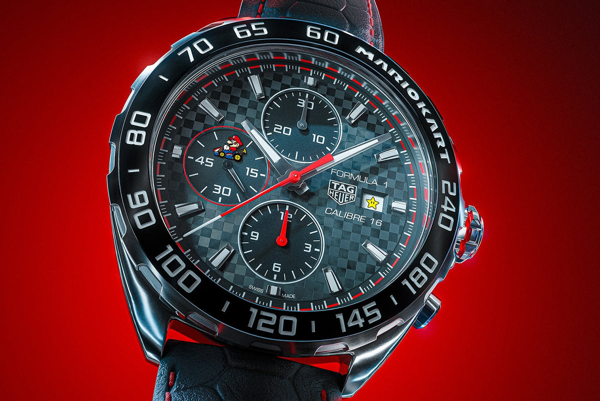  Shop Authentic Tag Heuer Formula 1 Mario Kart Chronograph Black Dial Black Leather Strap Watch for Men - CAZ201E.FC6517 - Luxxuri
