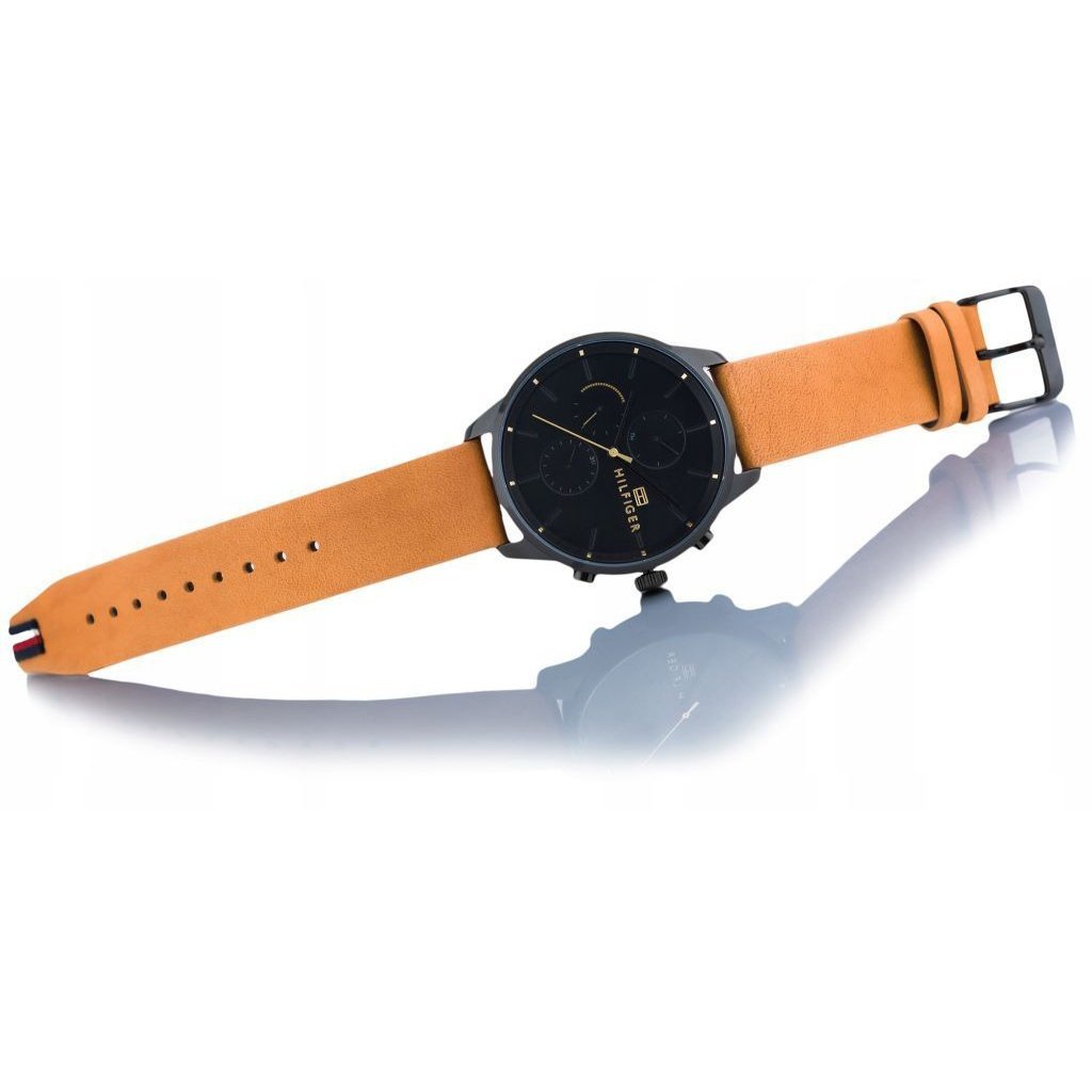  Shop Authentic Tommy Hilfiger James Quartz Black Dial Brown Leather Strap Watch For Men - 1791486 - Luxxuri
