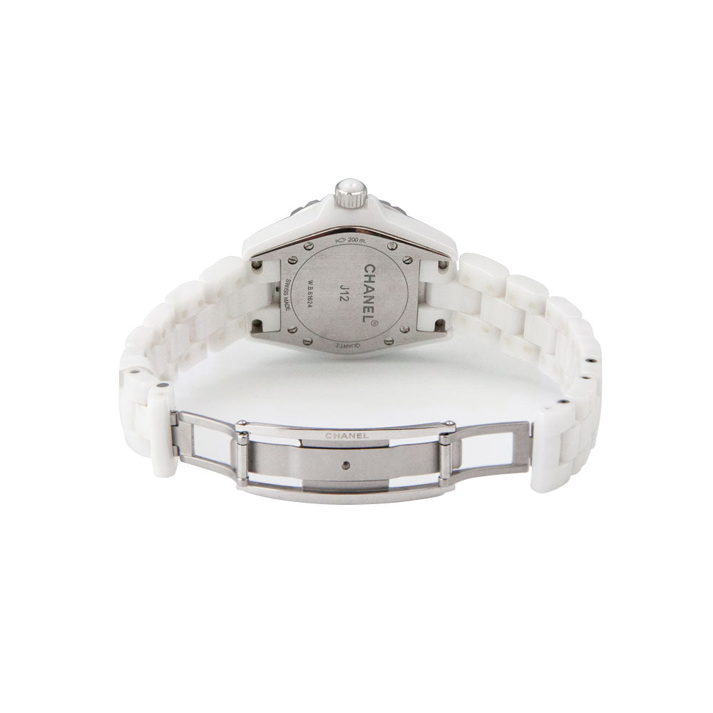  Shop Authentic Chanel J12 Quartz Diamonds White Dial White Steel Strap Watch for Women - J12 H5703 - Luxxuri