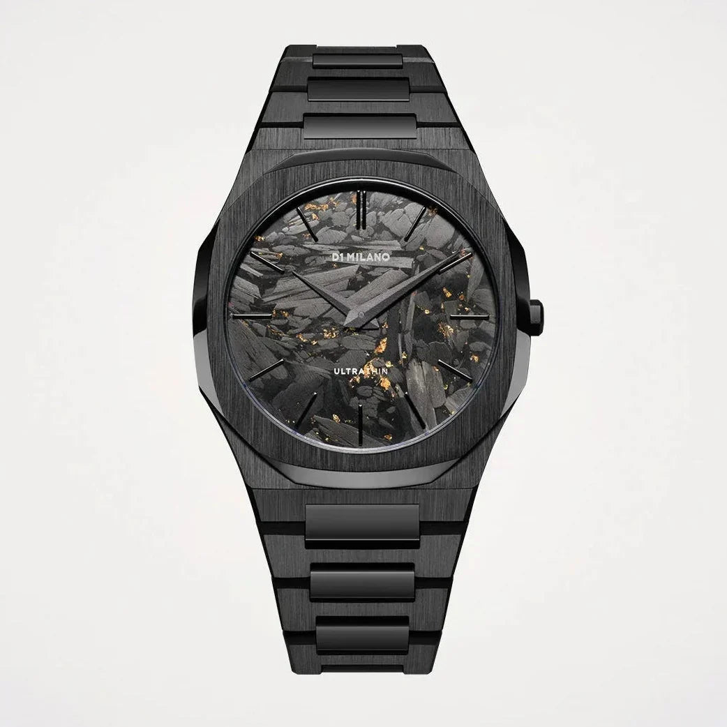 D1 Milano Ultra Thin Two Tone Black Steel Strap Watch for Men - D1-UTBJ31