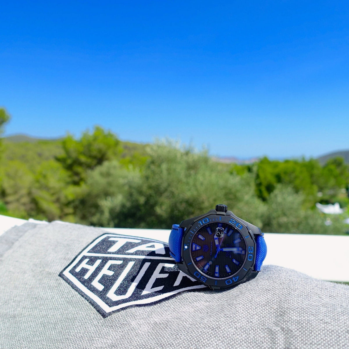  Shop Authentic Tag Heuer Aquaracer Calibre 5 Automatic Titanium Blue Dial Blue Nylon Strap Watch for Gents - WAY208B.FC6382 - Luxxuri