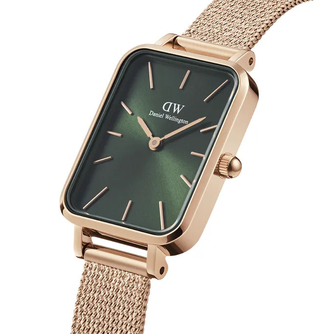  Shop Authentic Daniel Wellington Pressed Melrose Emerald Green Rose Gold Mesh Strap Watch For Women - DW00100445 - Luxxuri