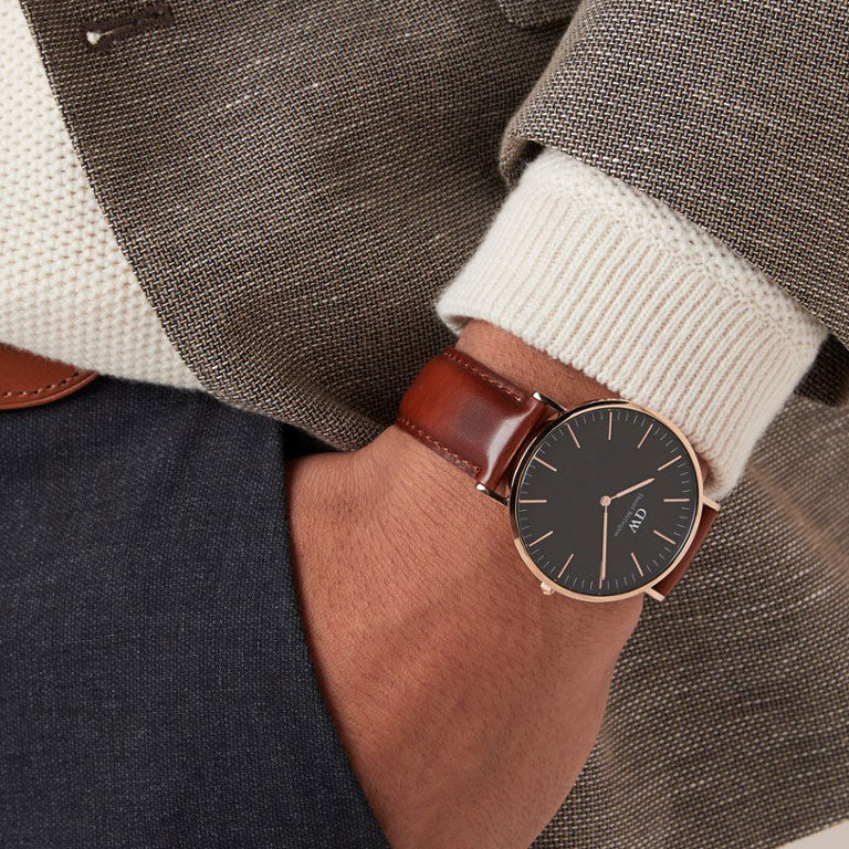  Shop Authentic Daniel Wellington Classic St Mawes Black Dial Brown Leather Strap Watch For Men - DW00100124 - Luxxuri