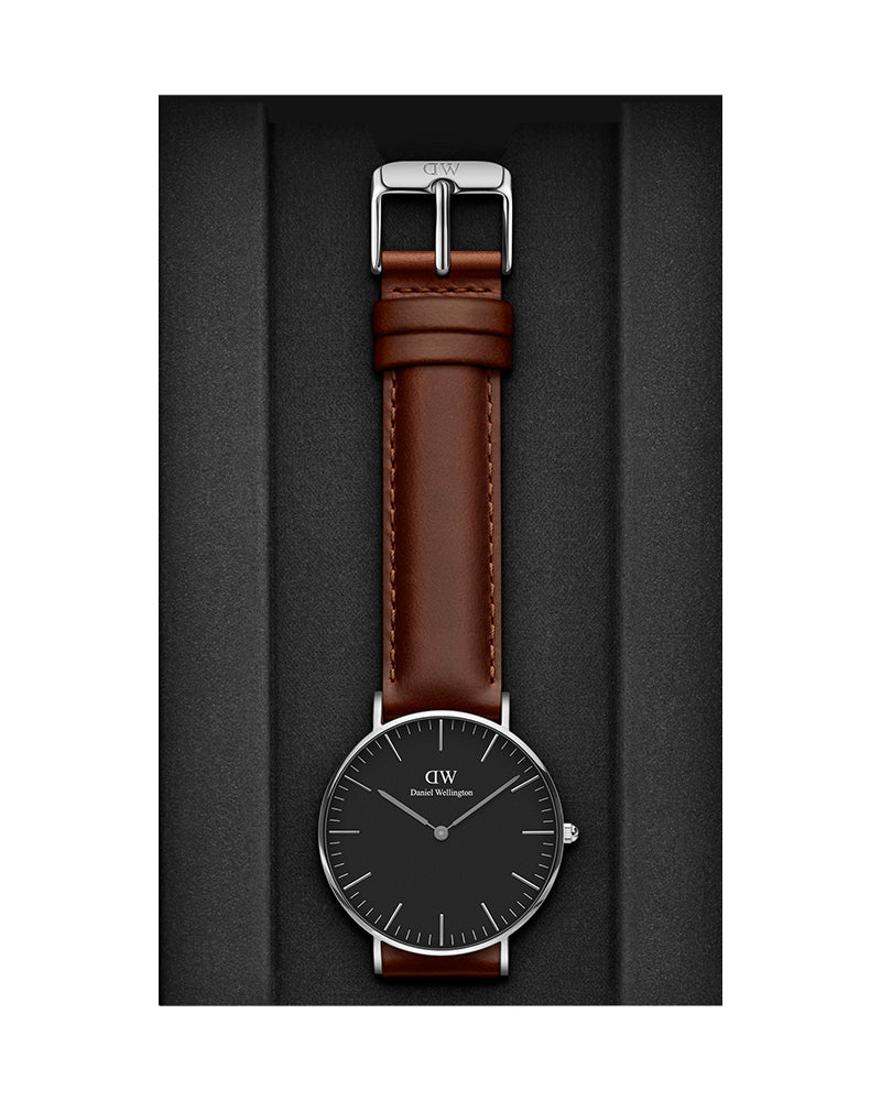  Shop Authentic Daniel Wellington Classic Durham Black Dial Brown Leather Strap Watch For Women - DW00100142 - Luxxuri